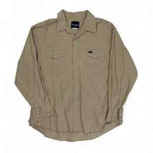 Wrangler Men's Casual Button Down in Tan